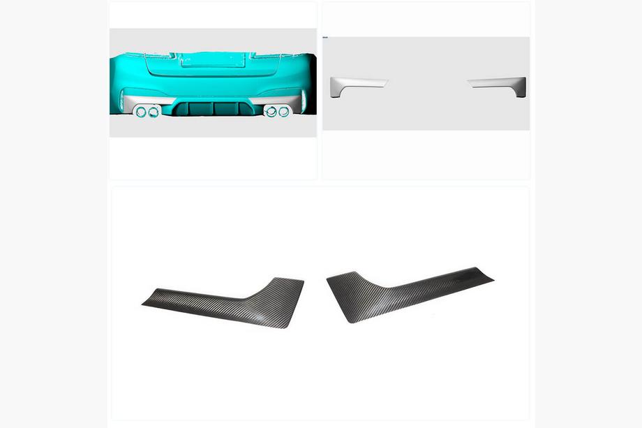 BMW Serie 5 G30/G31 2017–2023 Flaps de parachoques trasero en carbono (para M-Sport/M5 F90, Carbono) Foto 2