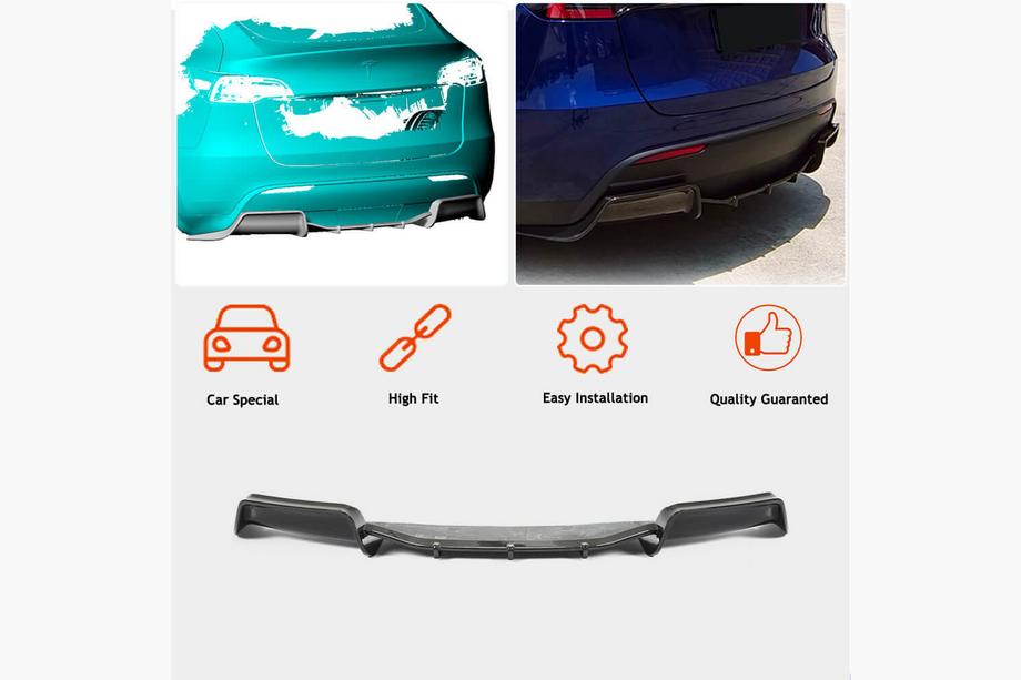 Tesla Model Y 2020- Difusor Trasero V2 (2020-2025, Carbono) Foto 2