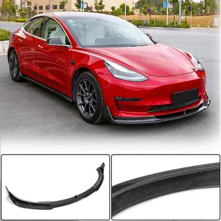 Labio Frontal Lip V1 para Parachoques Delantero (2017-2023, Carbono) Tesla Model 3 2017- foto 1