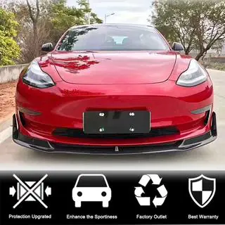 Labio Frontal Lip V1 para Parachoques Delantero (2017-2023, Carbono) Tesla Model 3 2017- foto 2