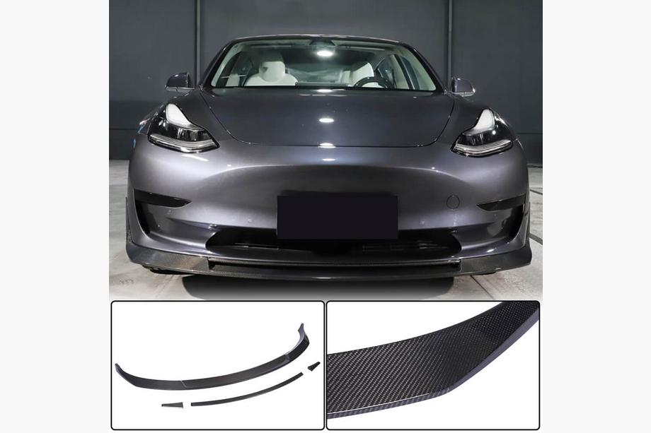 Tesla Model 3 2017- Labio Parachoques Delantero Lip V2 (2017-2023, Carbono) Image