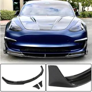 Labio Paragolpes Delantero Lip V3 (2017-2023, Carbono) Tesla Model 3 2017- foto 1