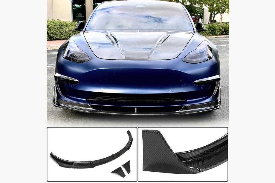 Tesla Model 3 2017- Labio Paragolpes Delantero Lip V3 (2017-2023, Carbono) Foto 1