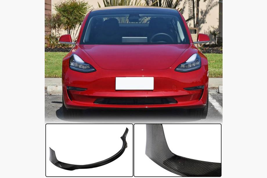 Tesla Model 3 2017- Labio delantero Lip V4 para parachoques delantero (2017-2023, Carbono) Image