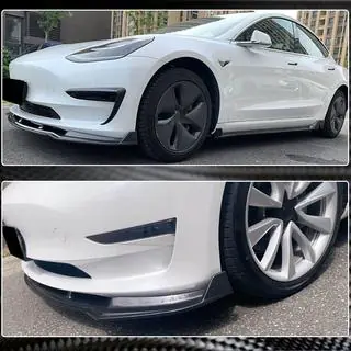 Labio Frontal Parachoques V5 (2017-2023, Carbono) Tesla Model 3 2017- foto 3