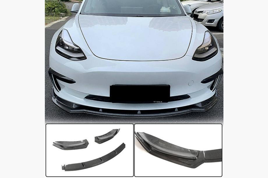 Tesla Model 3 2017- Labio Frontal Parachoques V5 (2017-2023, Carbono) Foto 1