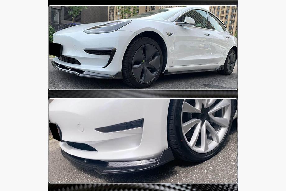 Tesla Model 3 2017- Labio Frontal Parachoques V5 (2017-2023, Carbono) Foto 3
