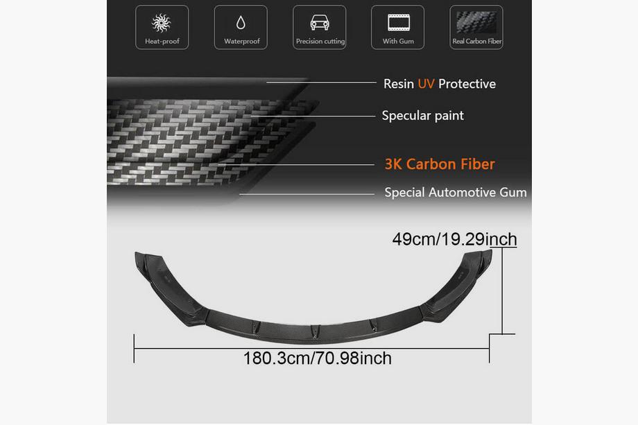 Tesla Model 3 2017- Labio Frontal Parachoques V5 (2017-2023, Carbono) Foto 5