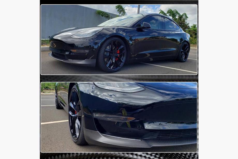 Tesla Model 3 2017- Labio Parachoques Delantero Lip V6 (2017-2023, Carbono) Foto 7