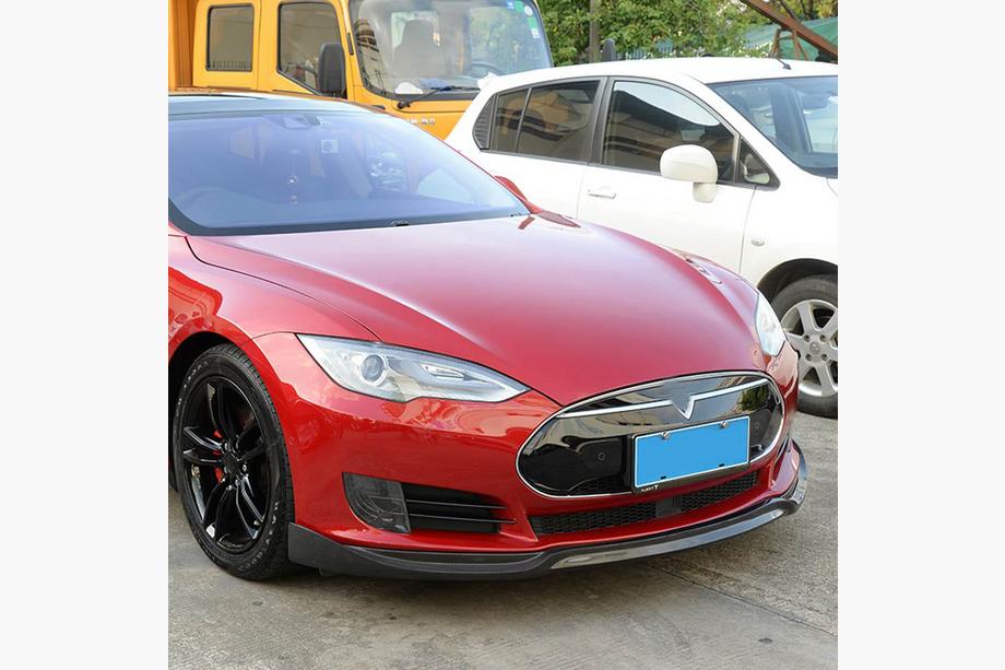 Tesla Model S 2012– Labio Frontal Lip V1 para Parachoques Delantero (2012-2016, Carbono) Foto 1