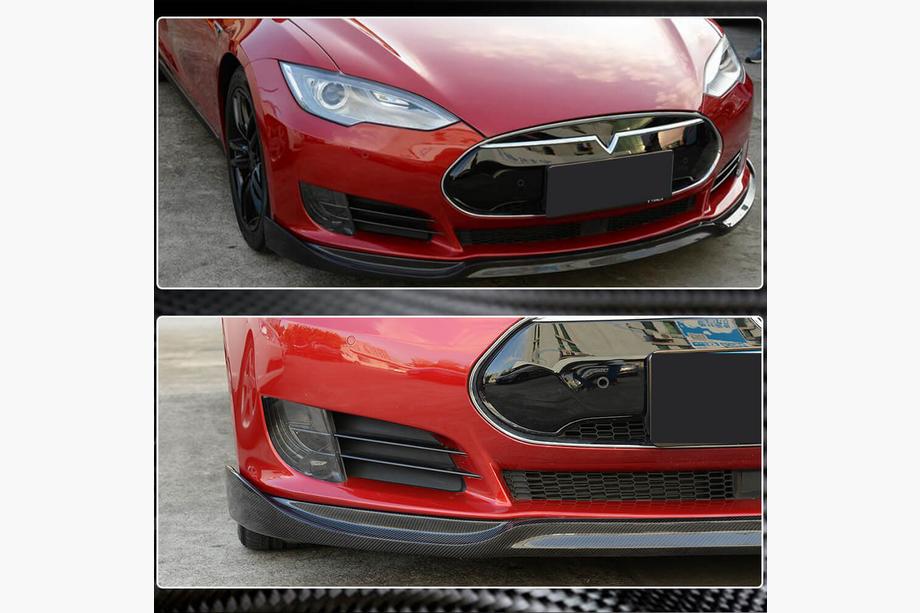 Tesla Model S 2012– Labio Frontal Lip V1 para Parachoques Delantero (2012-2016, Carbono) Foto 3