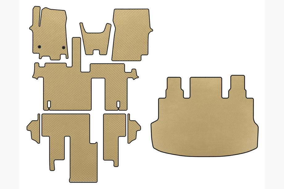 Hyundai Staria 2021- Alfombrillas EVA (interior completo, 1+1, 5/9 plazas, Beige) Image