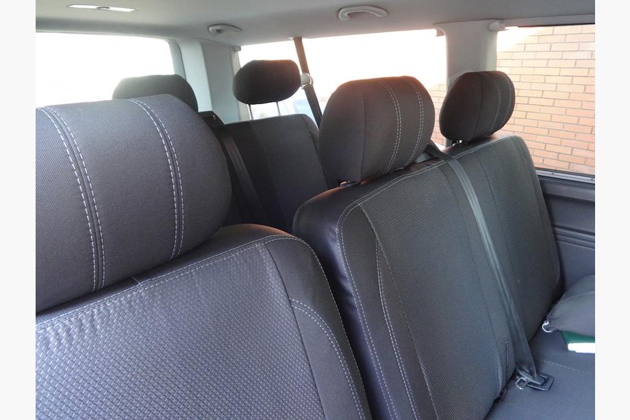 Volkswagen T5 Transporter 2003-2010 Fundas de Asientos de Coche (Polipiel↗Tela, Premium) Juego Completo Interior ↗ Asientos Delanteros (2↗1) Foto 5