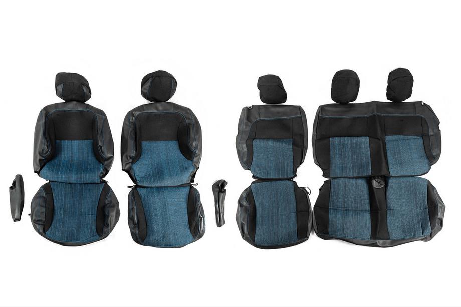 Peugeot Partner Tepee 2008-2018 Fundas de Asientos de Coche (Tela y Cuero Sintético, Premium) Asientos Delanteros Image