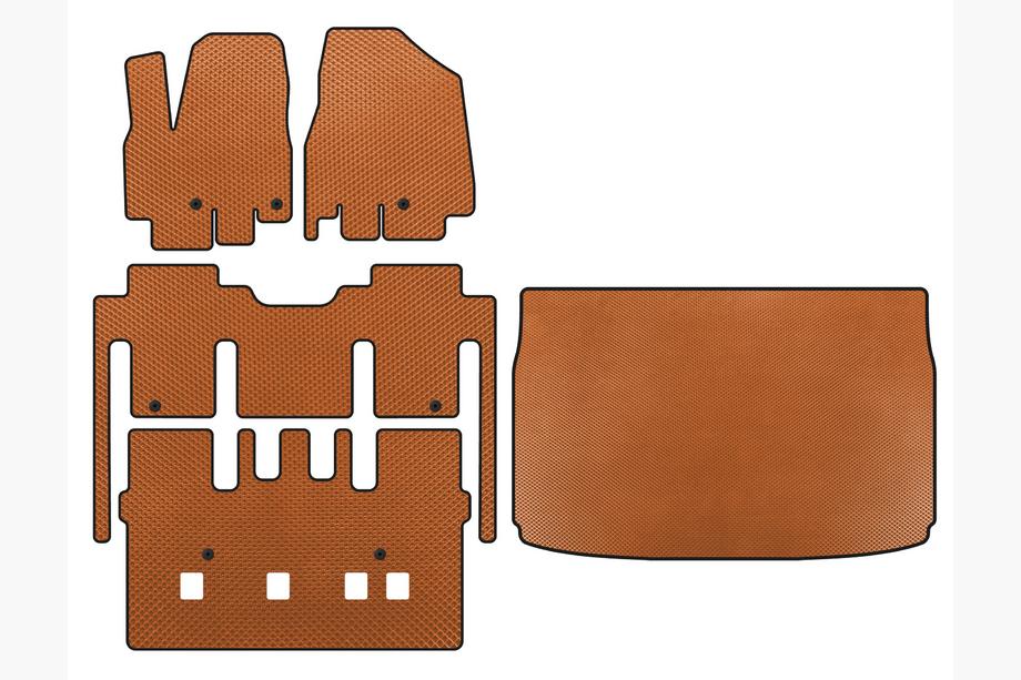 Kia Sedona 2014-2020 Alfombrillas EVA (interior completo, 8 plazas, Naranja) Image