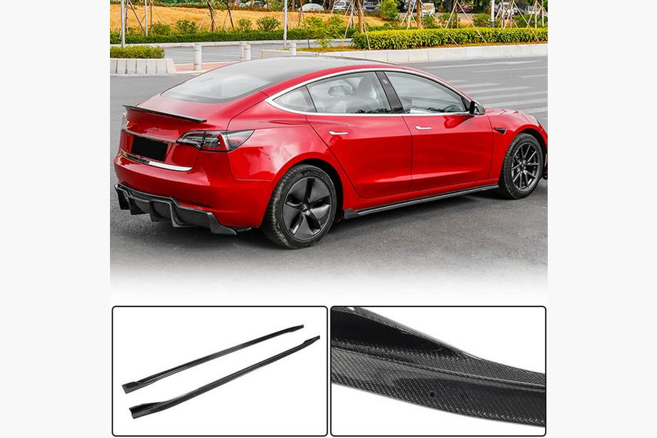 Tesla Model 3 2017- Cubiertas de Umbral V2 (2017-2023, Carbono) Foto 3