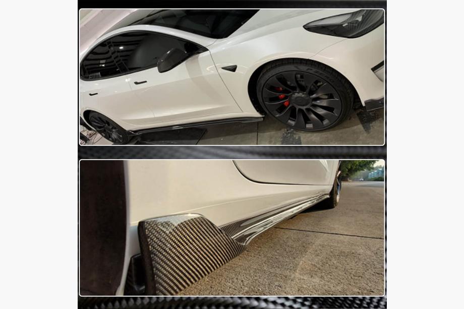 Tesla Model 3 2017- Cubiertas de Umbral V2 (2017-2023, Carbono) Foto 5