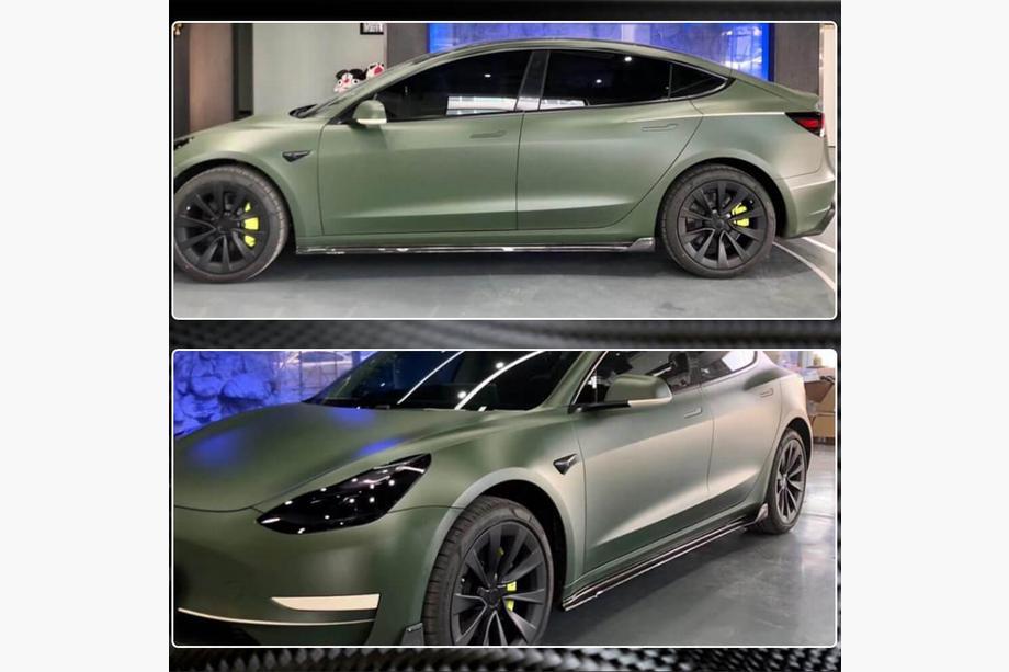 Tesla Model 3 2017- Cubiertas de Umbral V2 (2017-2023, Carbono) Foto 6