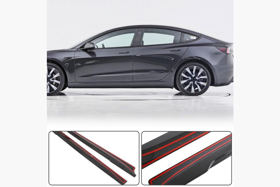 Tesla Model 3 2017- Cubiertas de Umbral V1 (2017-2023, Carbono) Foto 2