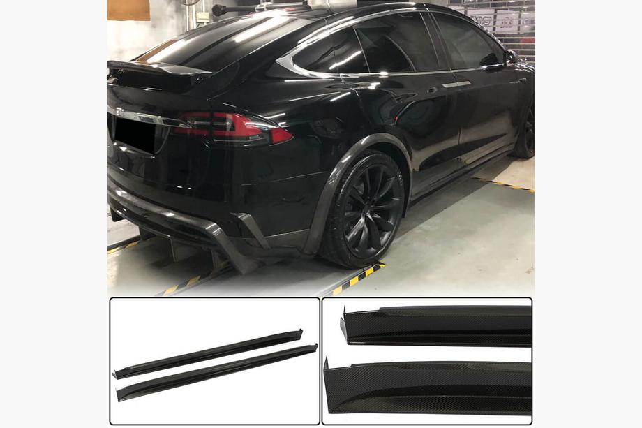 Tesla Model X 2015- Cubiertas de umbral de puerta de carbono V3 (2016-2020) Foto 1