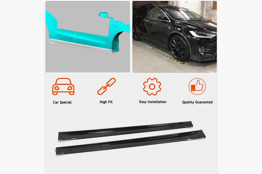 Tesla Model X 2015- Cubiertas de umbral de puerta de carbono V3 (2016-2020) Foto 2