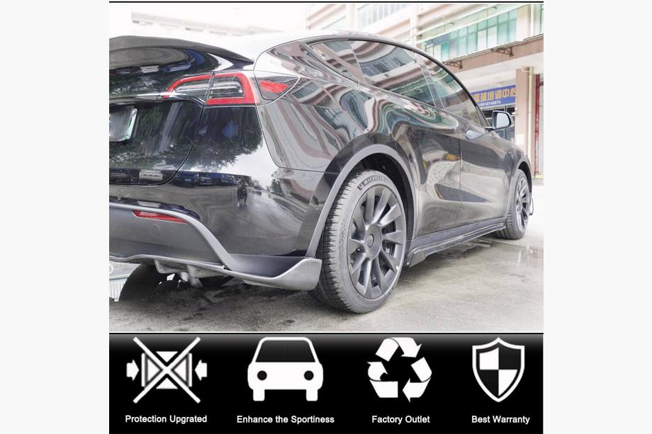 Tesla Model Y 2020- Cubiertas de faldones laterales V1 (2020-2025, Carbono) Foto 2