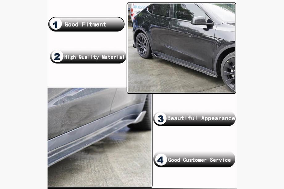 Tesla Model Y 2020- Cubiertas de faldones laterales V1 (2020-2025, Carbono) Foto 3