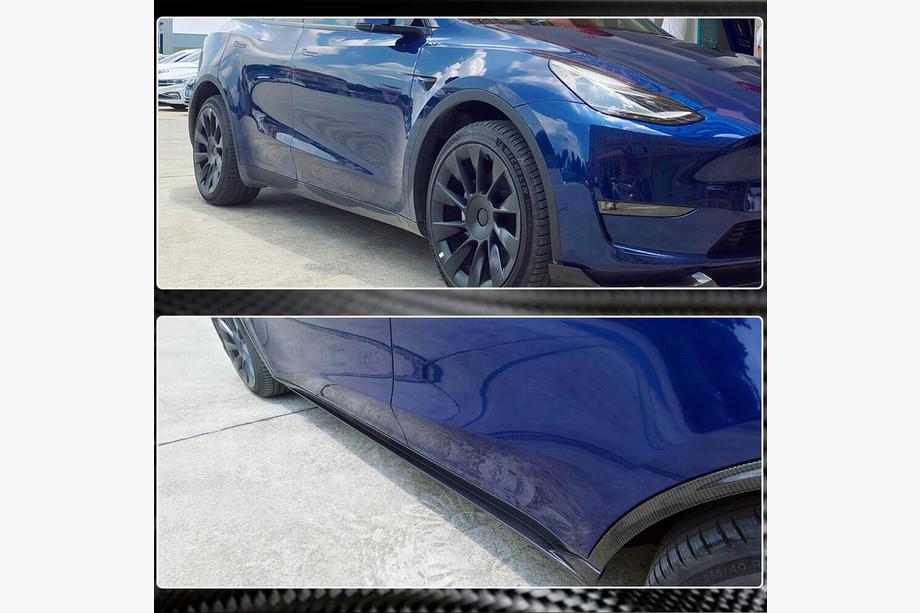 Tesla Model Y 2020- Cubiertas de Umbral V2 (2020-2025, Carbono) Foto 4