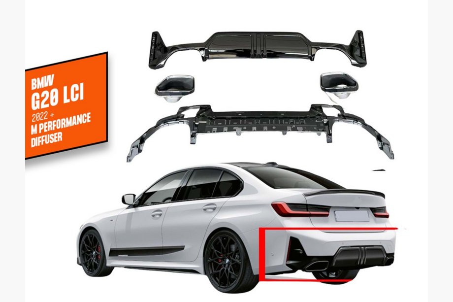 BMW 3 Series G20/G21 2018- Difusor trasero con salidas DPT (2022+, M-Performance) Image
