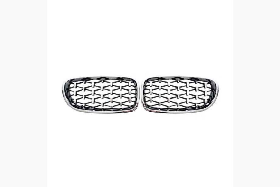 BMW 5 Series F10/F11 2010–2016 Riñoneras Diamond Silver (Marco Cromado) Foto 2