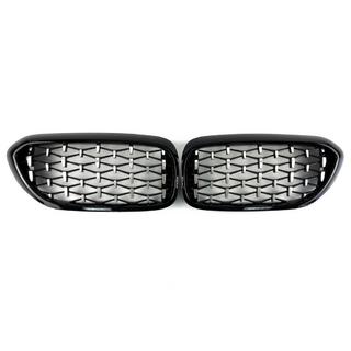 Rejillas Diamond Silver V1 (2017-2020, marco negro) BMW Serie 5 G30/G31 2017–2023 foto 2