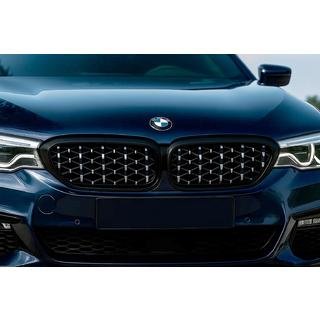 Rejillas Diamond Silver V1 (2017-2020, marco negro) BMW Serie 5 G30/G31 2017–2023 foto 1