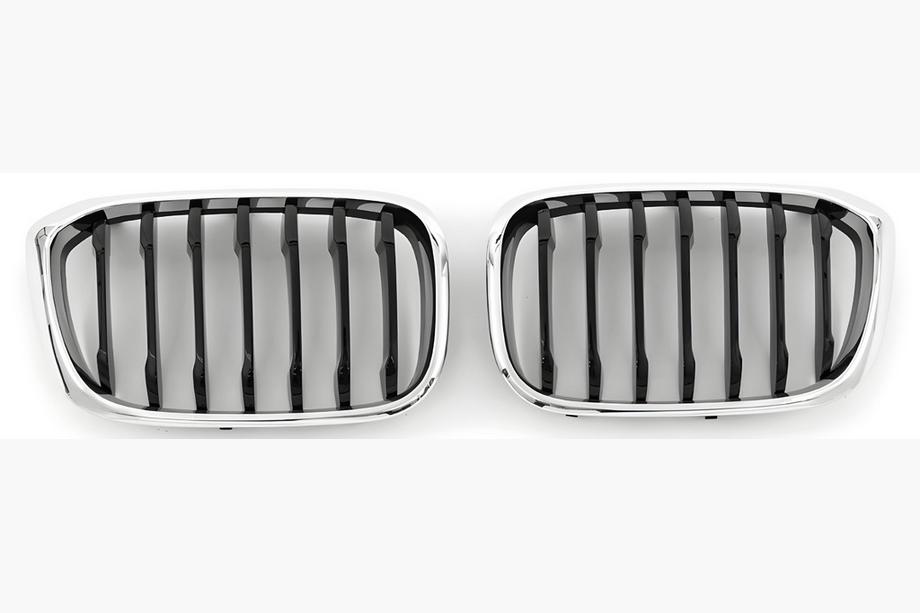 BMW X3 G01 2018- Riñones 1 Barra (2018-2021, Negro Brillante con Bisel Cromado) Foto 2