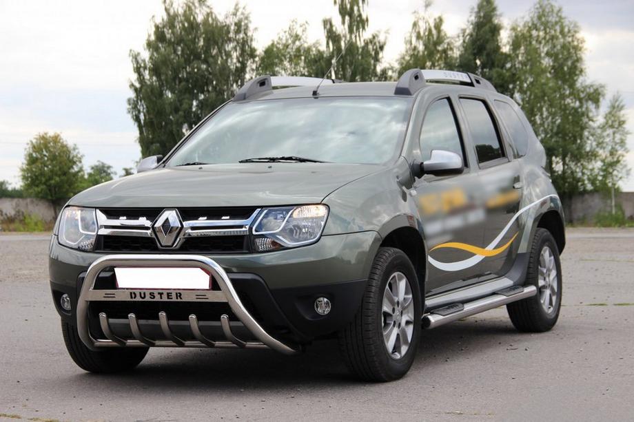 Renault Duster 2008–2017 Defensa delantera con inscripción WT004 (acero inoxidable) Foto 1