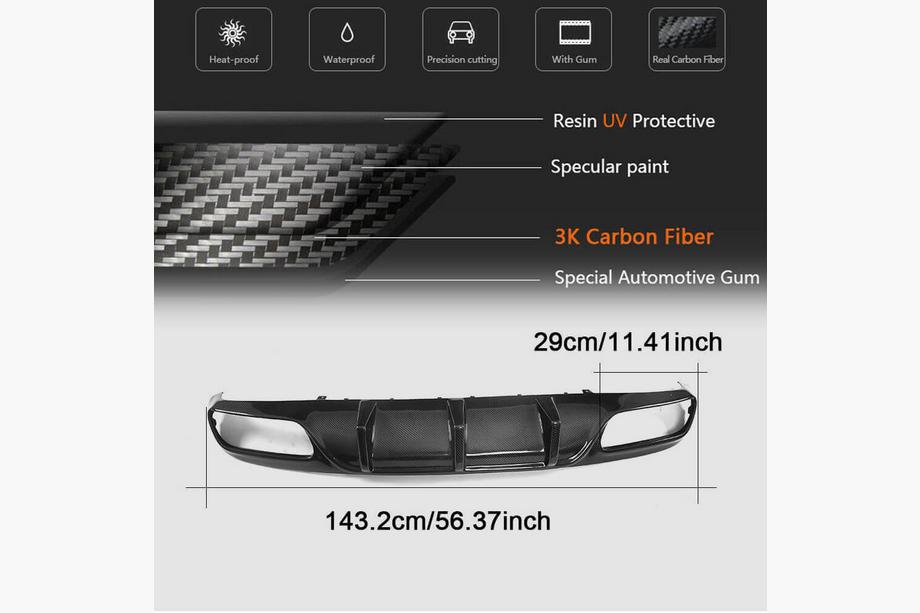 Mercedes C-class W205 2014-2021 Difusor Trasero de Parachoques V1 para Coupe/Cabrio C63 AMG 2015-2019 Carbono Foto 2