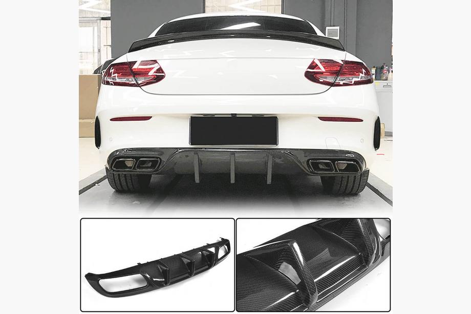 Mercedes C-class W205 2014-2021 Difusor Trasero de Parachoques V1 para Coupe/Cabrio C63 AMG 2015-2019 Carbono Foto 1