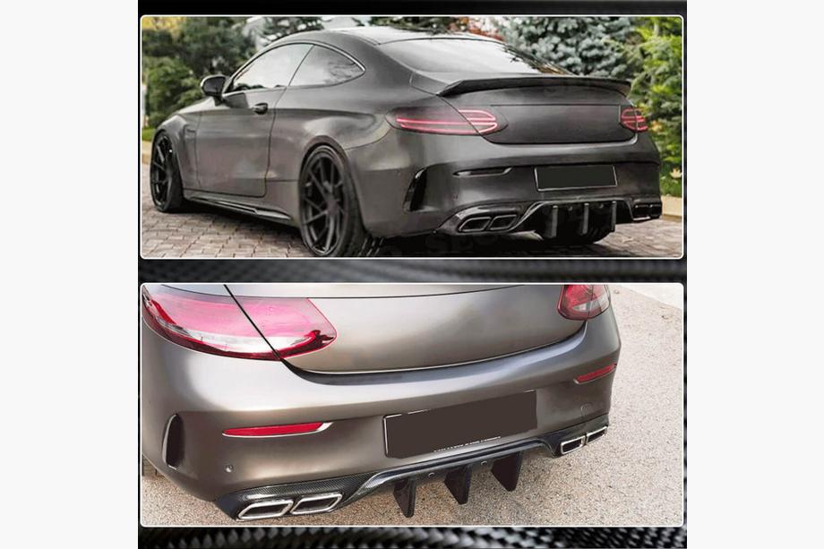 Mercedes C-class W205 2014-2021 Difusor Trasero de Parachoques V1 para Coupe/Cabrio C63 AMG 2015-2019 Carbono Foto 7