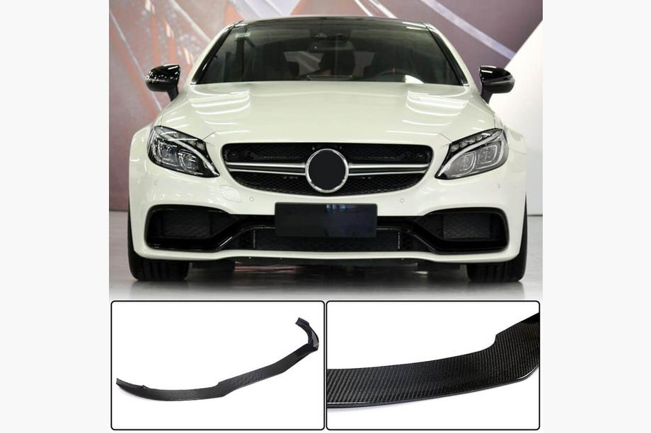 Mercedes C-class W205 2014-2021 Lip delantero V3 para parachoques (Coupé/Cabrio C63 AMG 2015-2019, Carbono) Foto 1