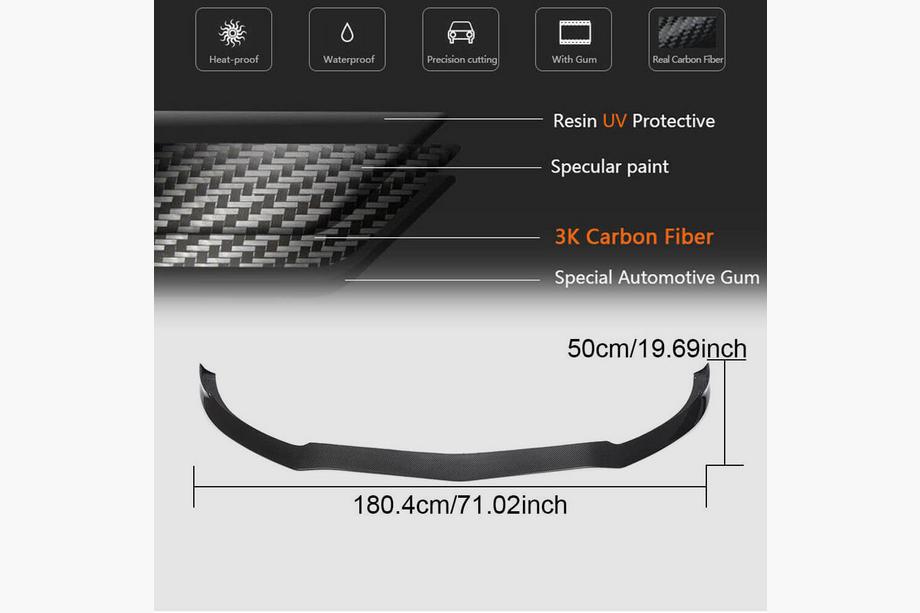 Mercedes C-class W205 2014-2021 Lip delantero V3 para parachoques (Coupé/Cabrio C63 AMG 2015-2019, Carbono) Foto 4