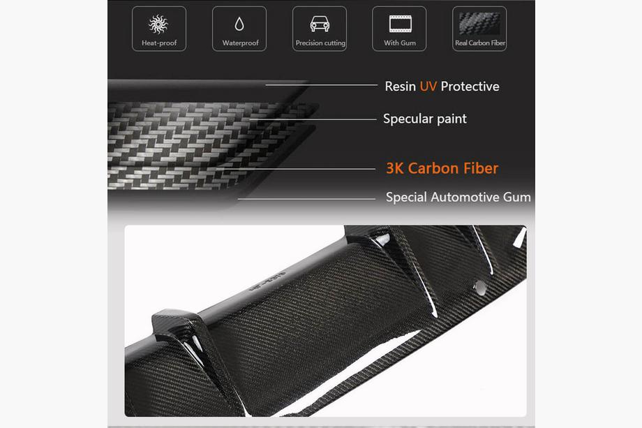 Mercedes C-class W205 2014-2021 Difusor de parachoques trasero (para SD Base 2015-2019, Carbono) Foto 5