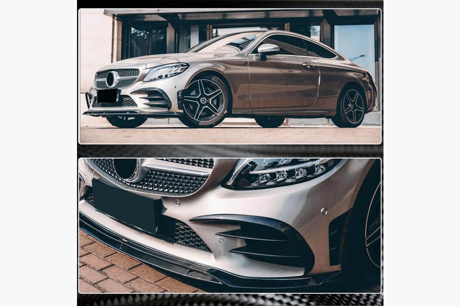 Mercedes C-class W205 2014-2021 Extensiones de Parachoques Delantero V2 (para C43 AMG 2019-2021, Carbono) Foto 4
