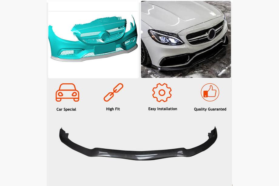 Mercedes C-class W205 2014-2021 Labio Delantero V2 para SD C63 AMG 2015-2019 Carbono Foto 2
