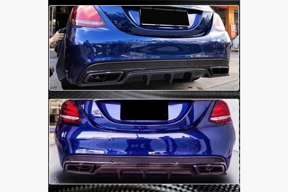 Mercedes C-class W205 2014-2021 Difusor Trasero de Parachoques para SD C43/C63 AMG 2015-2019 Carbono Foto 3