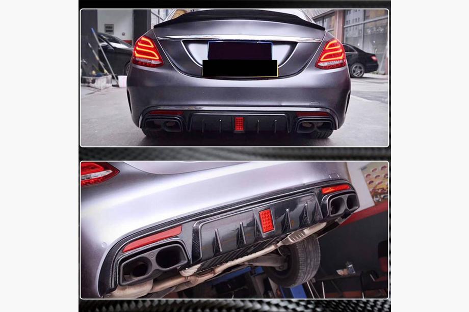 Mercedes C-class W205 2014-2021 Difusor Trasero de Parachoques V2 para SD C43/C63 AMG 2015-2019 Carbono Foto 1