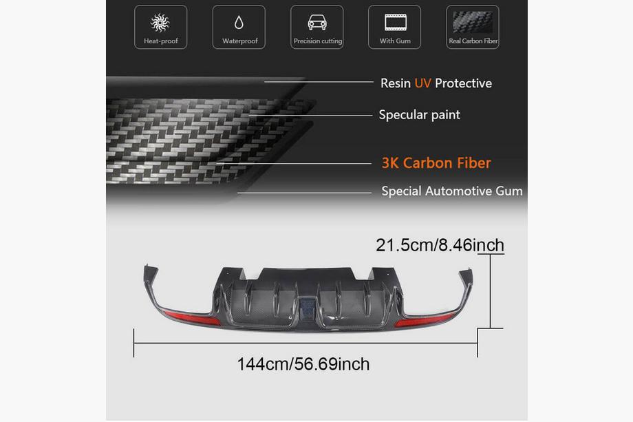 Mercedes C-class W205 2014-2021 Difusor Trasero de Parachoques V2 para SD C43/C63 AMG 2015-2019 Carbono Foto 3