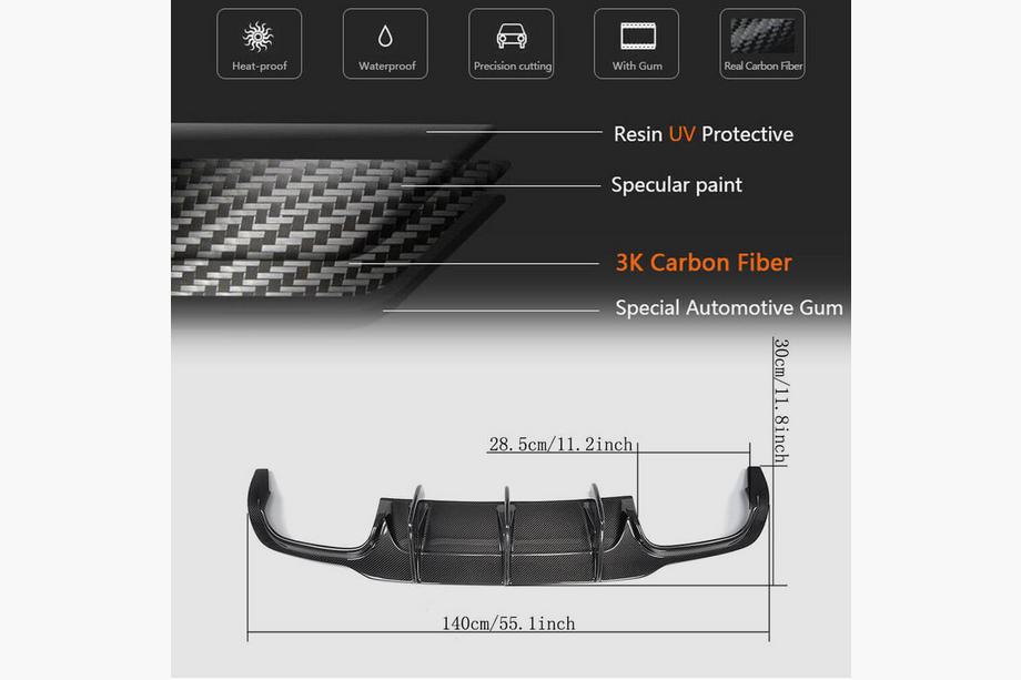 Mercedes C-class W204 2007-2015 Difusor Trasero de Parachoques V2 para AMG SD/Coupe 2012-2014 Carbono Foto 5