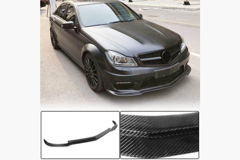 Mercedes C-class W204 2007-2015 Alerón delantero Lip V2 para parachoques (para AMG 2012-2014, Carbono Seco) Foto 1