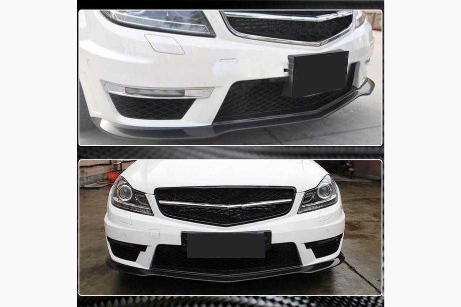 Mercedes C-class W204 2007-2015 Alerón delantero Lip V2 para parachoques (para AMG 2012-2014, Carbono Seco) Foto 4
