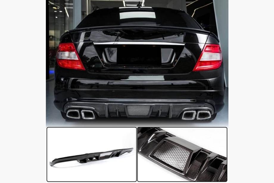 Mercedes C-class W204 2007-2015 Difusor de Parachoques Trasero V4 (para AMG SD 2008-2011, Carbono) Image