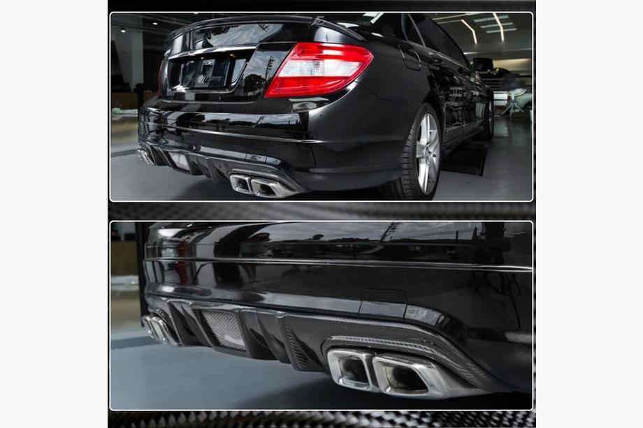 Mercedes C-class W204 2007-2015 Difusor de Parachoques Trasero V4 (para AMG SD 2008-2011, Carbono) Foto 3